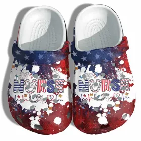 4th of July USA Independence Day Cute Nurse Life America Flag Crocs Clog Shoes – 90sfootwear