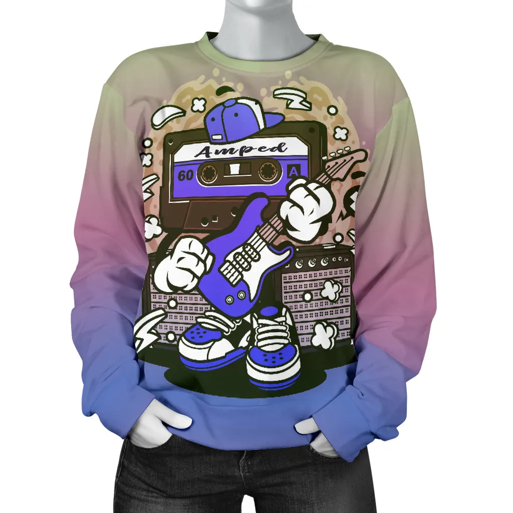 Amped Guitar All Over Print Women's Sweater for Musicians and Music Freaks