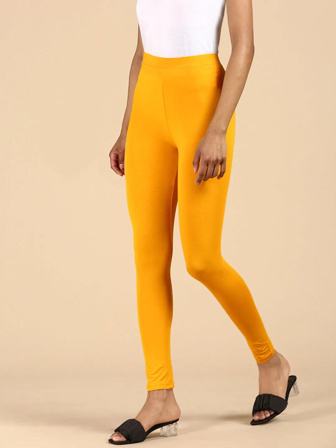 Ankle Length Leggings Viscose-Dark Yellow