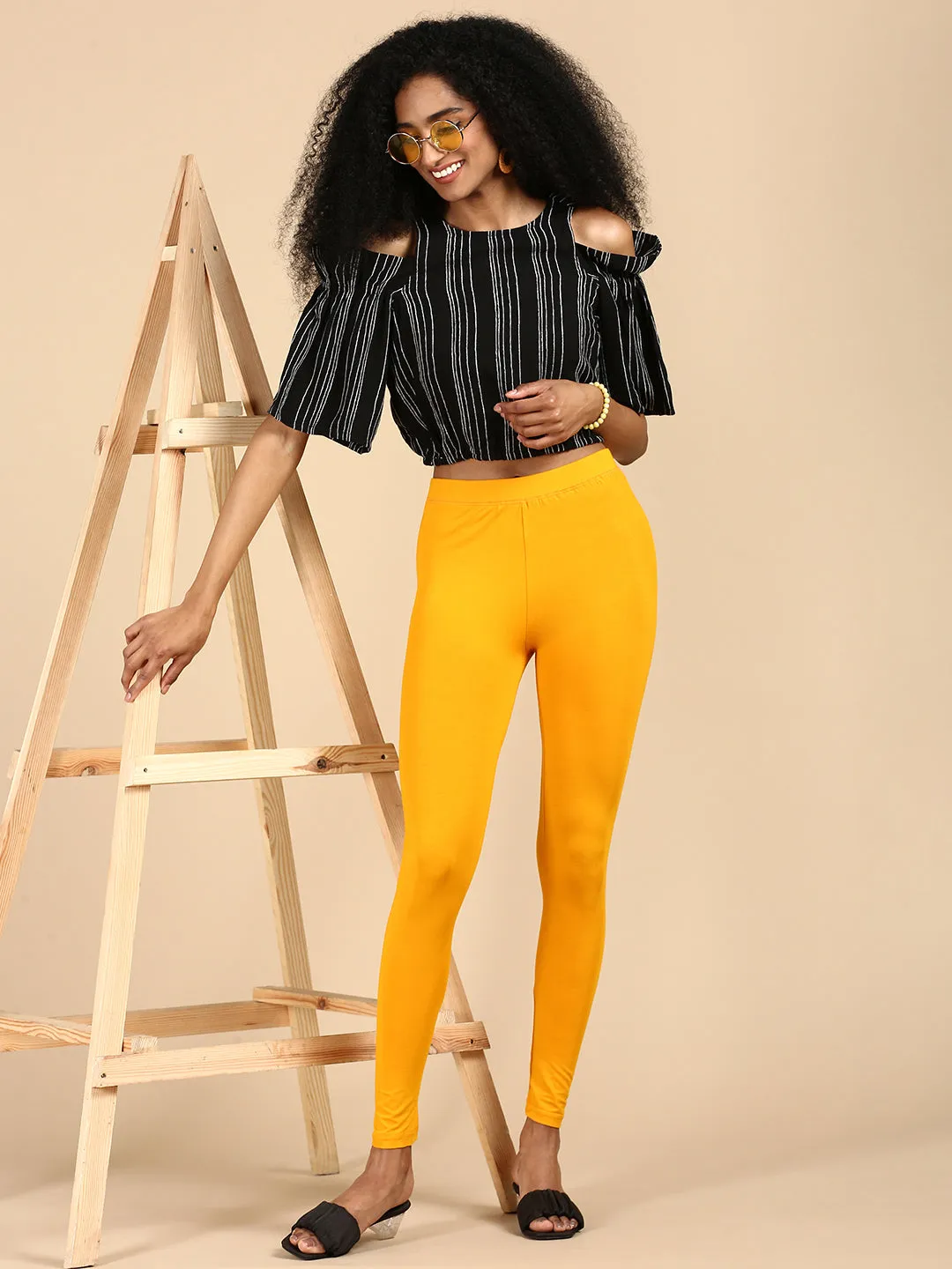 Ankle Length Leggings Viscose-Dark Yellow