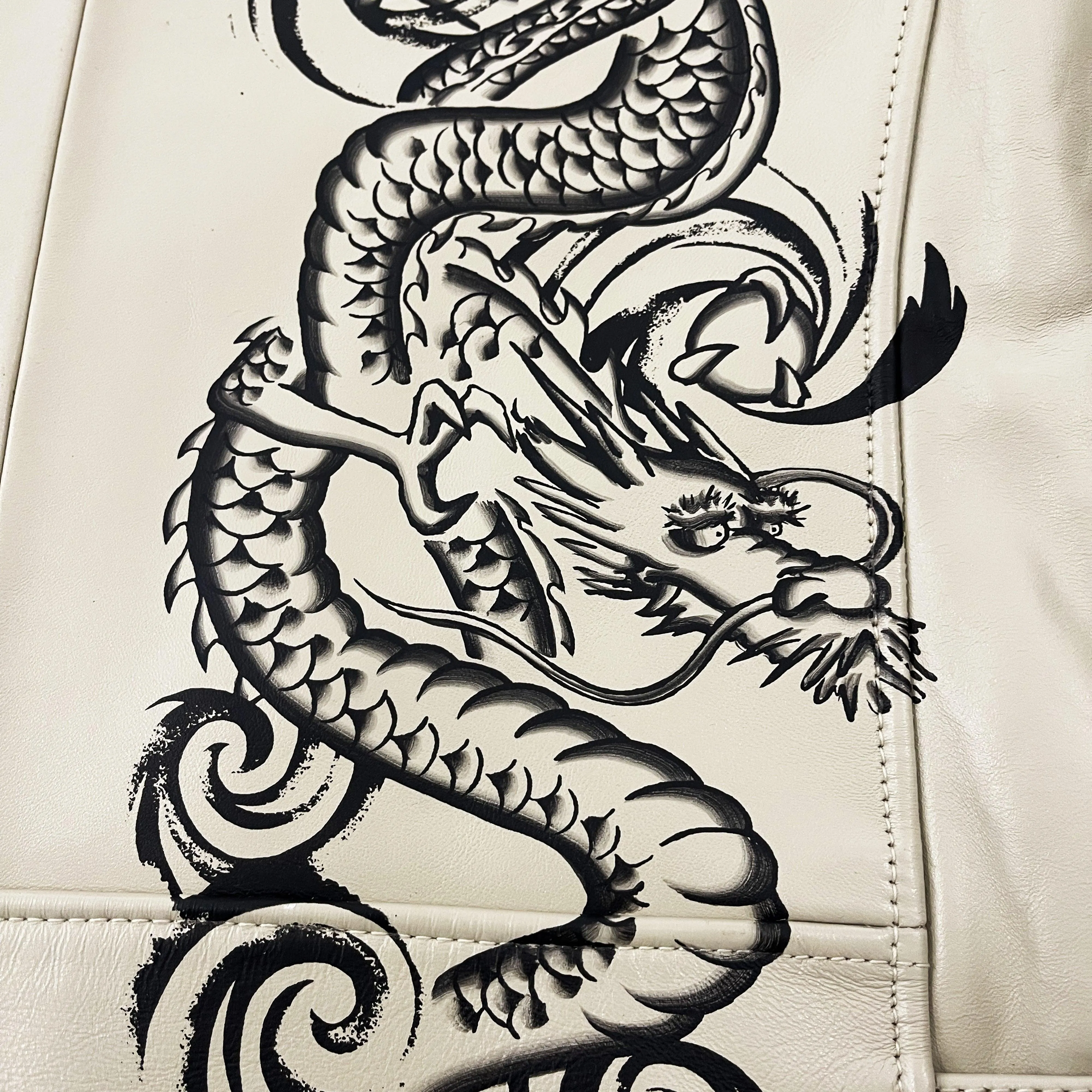 Avirex Leather Dragon Painted Jacket