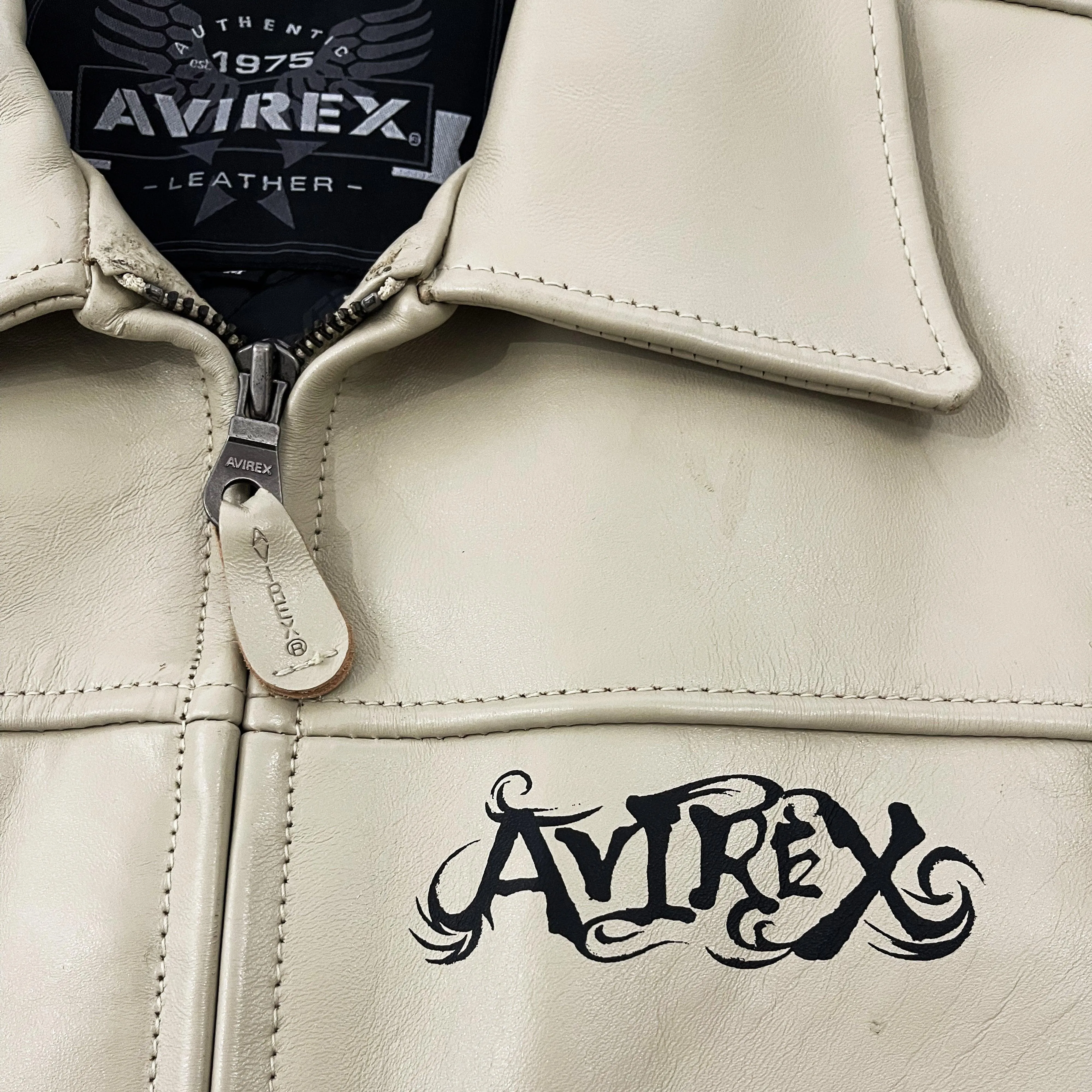 Avirex Leather Dragon Painted Jacket