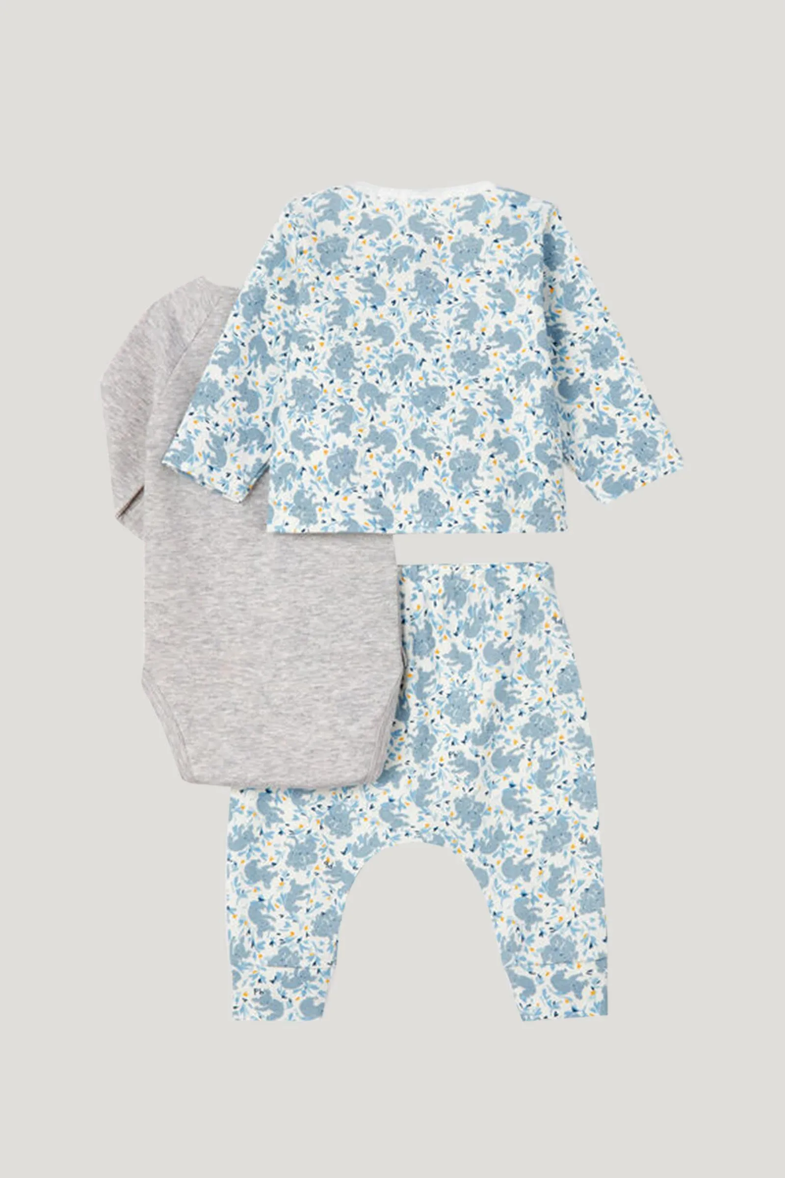 Baby Boy's White With Koala Print Long Suit Set