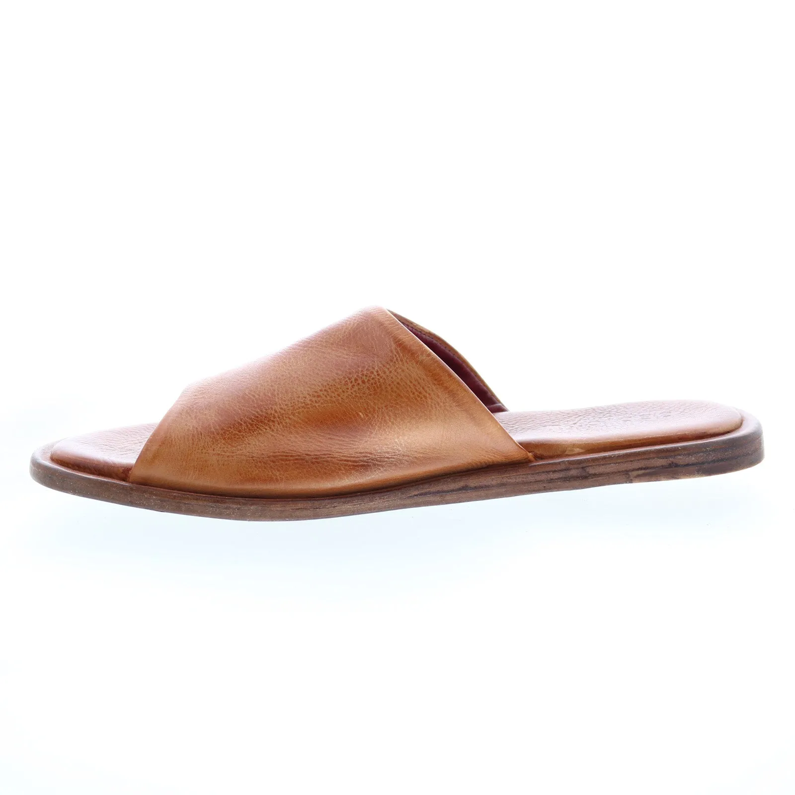 Bed Stu Kate F373157 Womens Brown Leather Slip On Slides Sandals Shoes