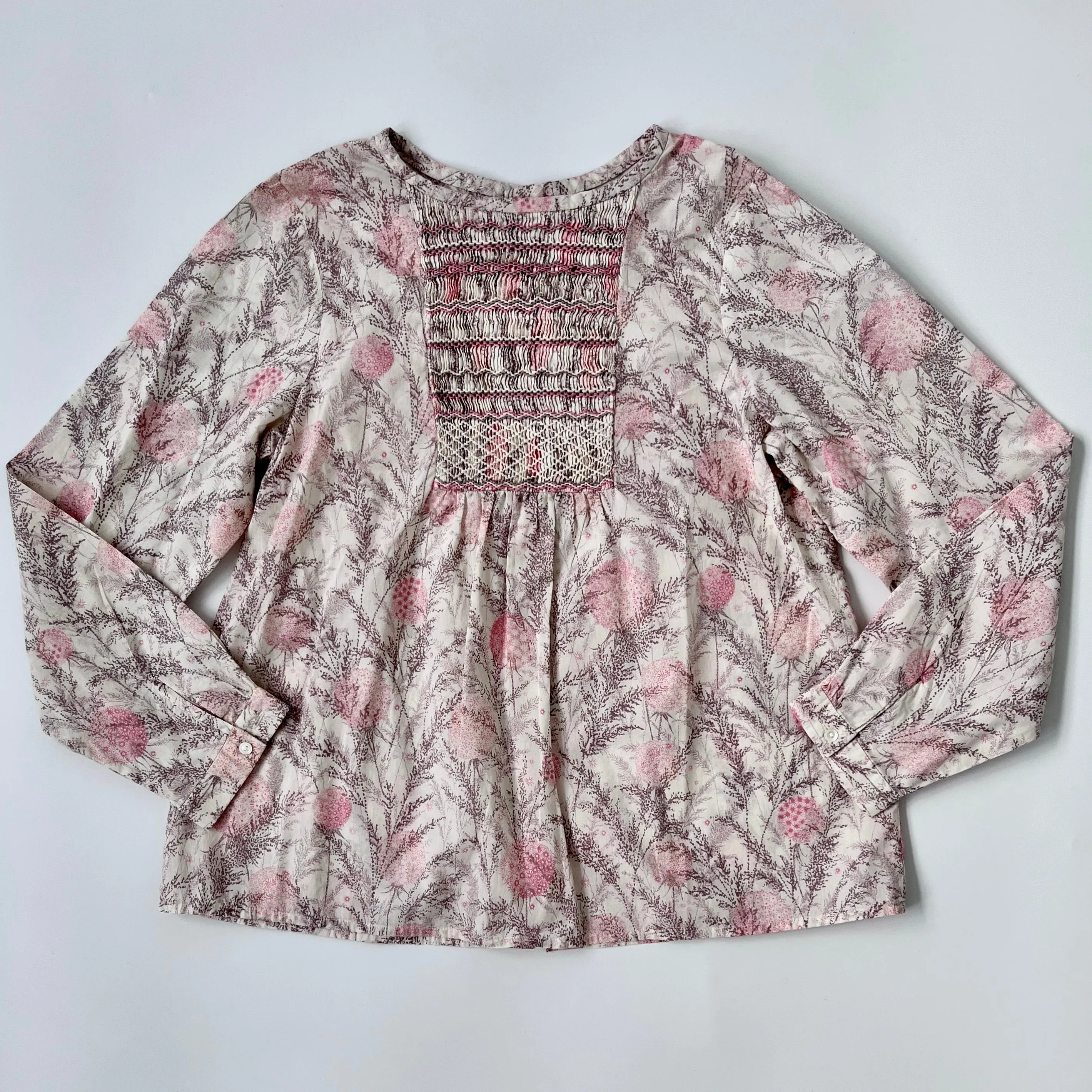 Bonpoint Dandelion Print Smocked Blouse: 12 Years