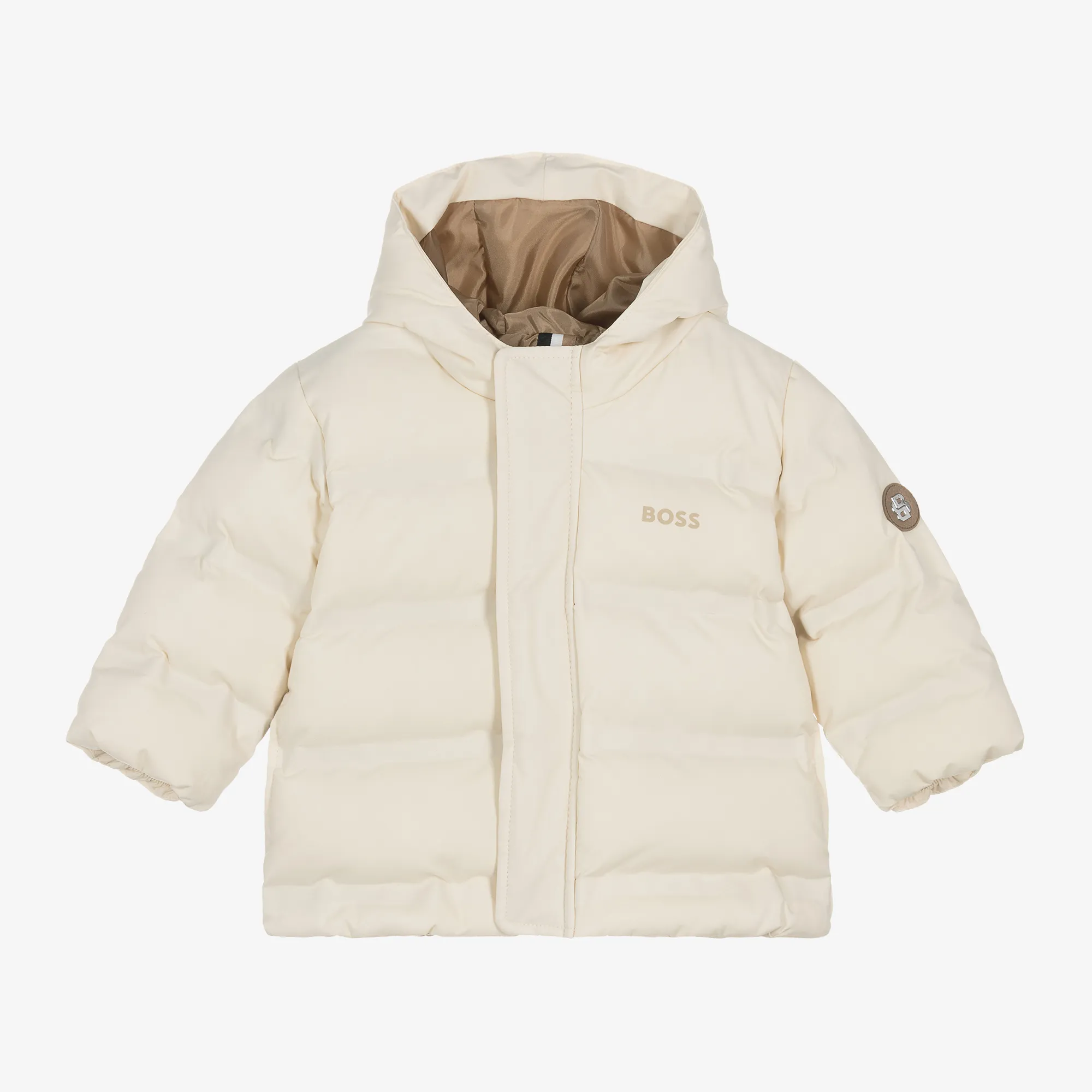 Boys Ivory Hooded Puffer Coat