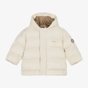 Boys Ivory Hooded Puffer Coat