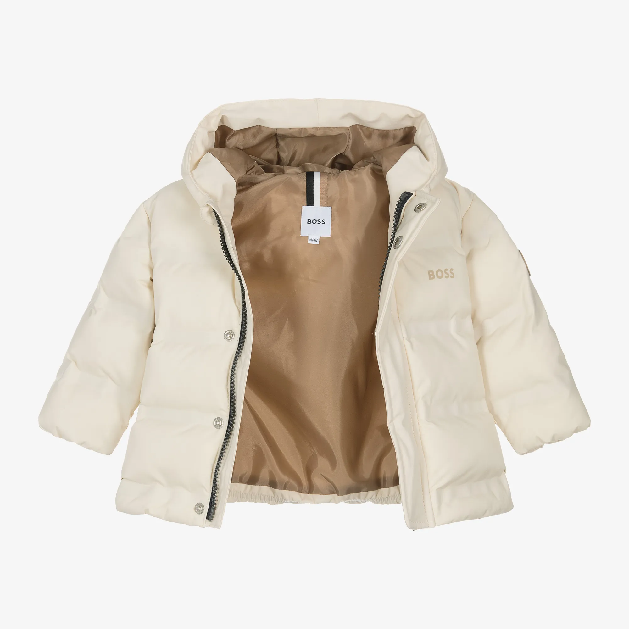 Boys Ivory Hooded Puffer Coat