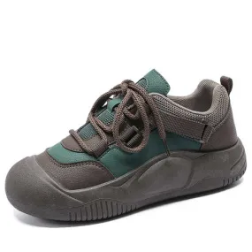 Brown green buckle strap accents casual shoe sneaker