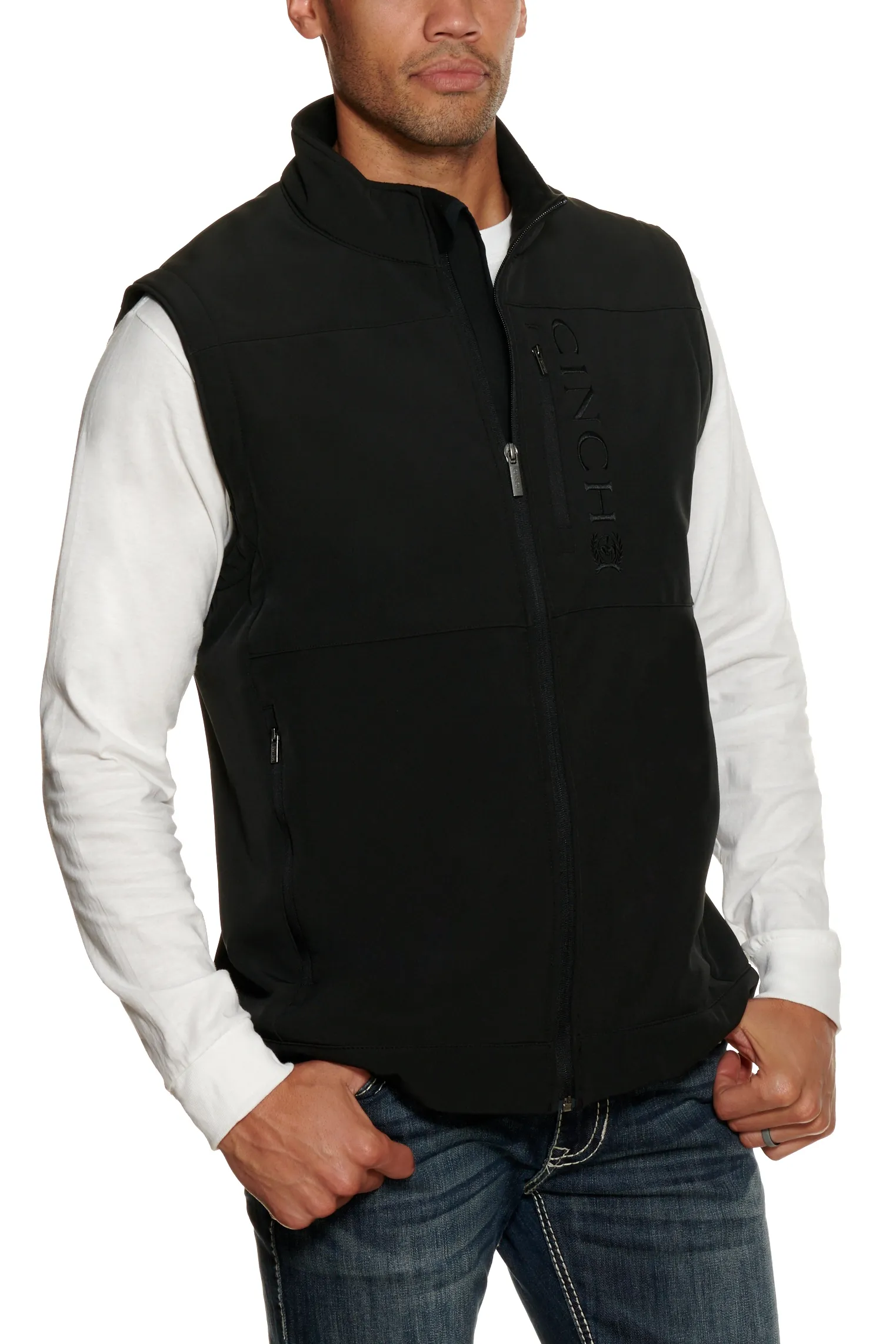 Cinch Men's Black & Grey Logo Concealed Carry Bonded Vest