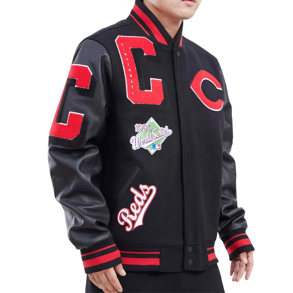 Cincinnati Reds Logo Mash Up Varsity Jacket