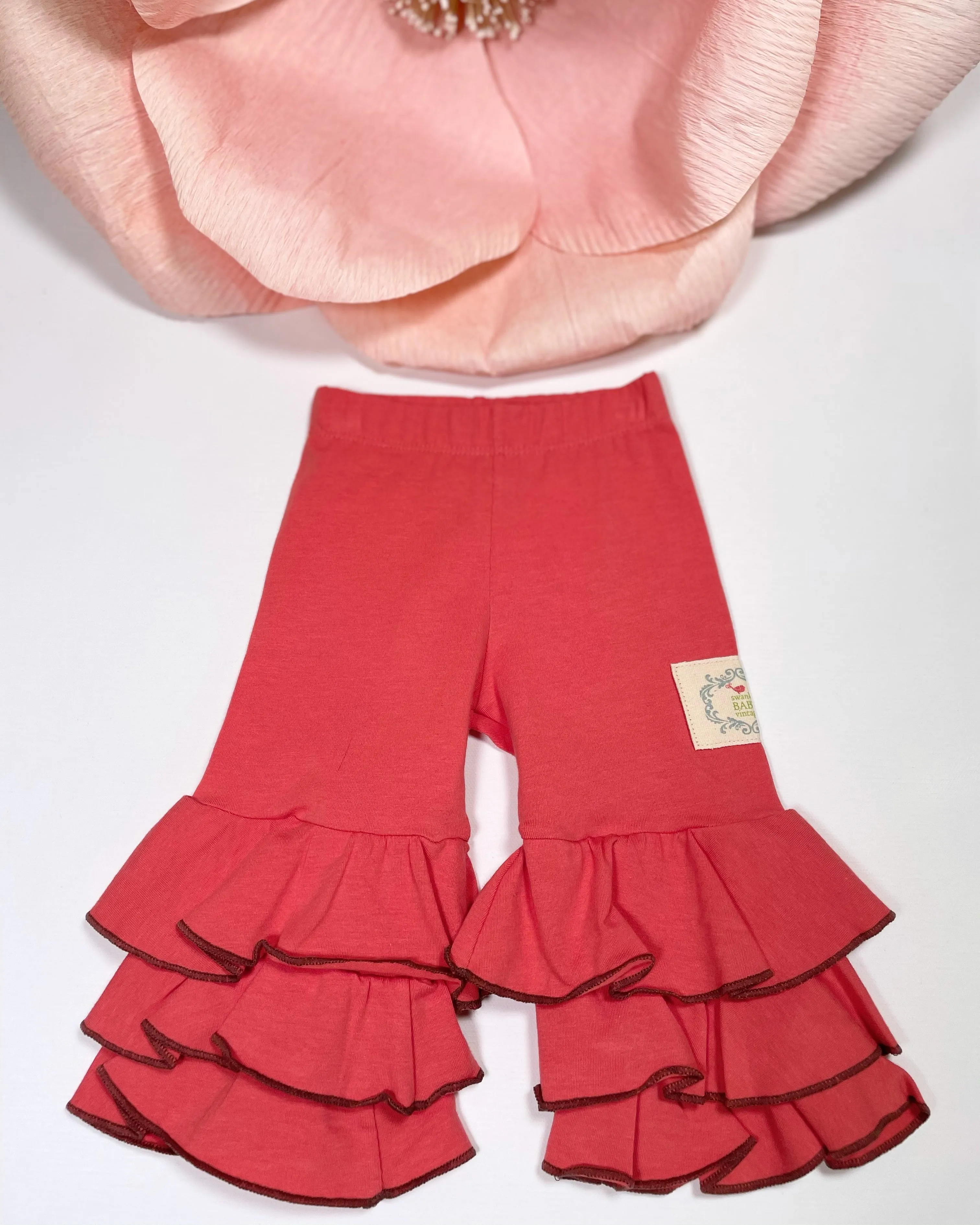 CORAL RUFFLE LEGGINGS