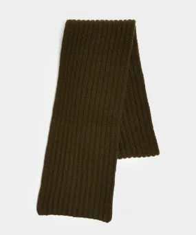 Corgi Wool Cashmere Ribbed Scarf in Seaweed