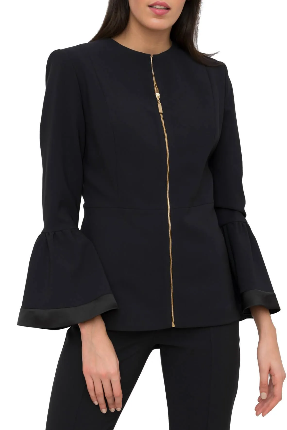 Crepe Jacket with Gold Zip