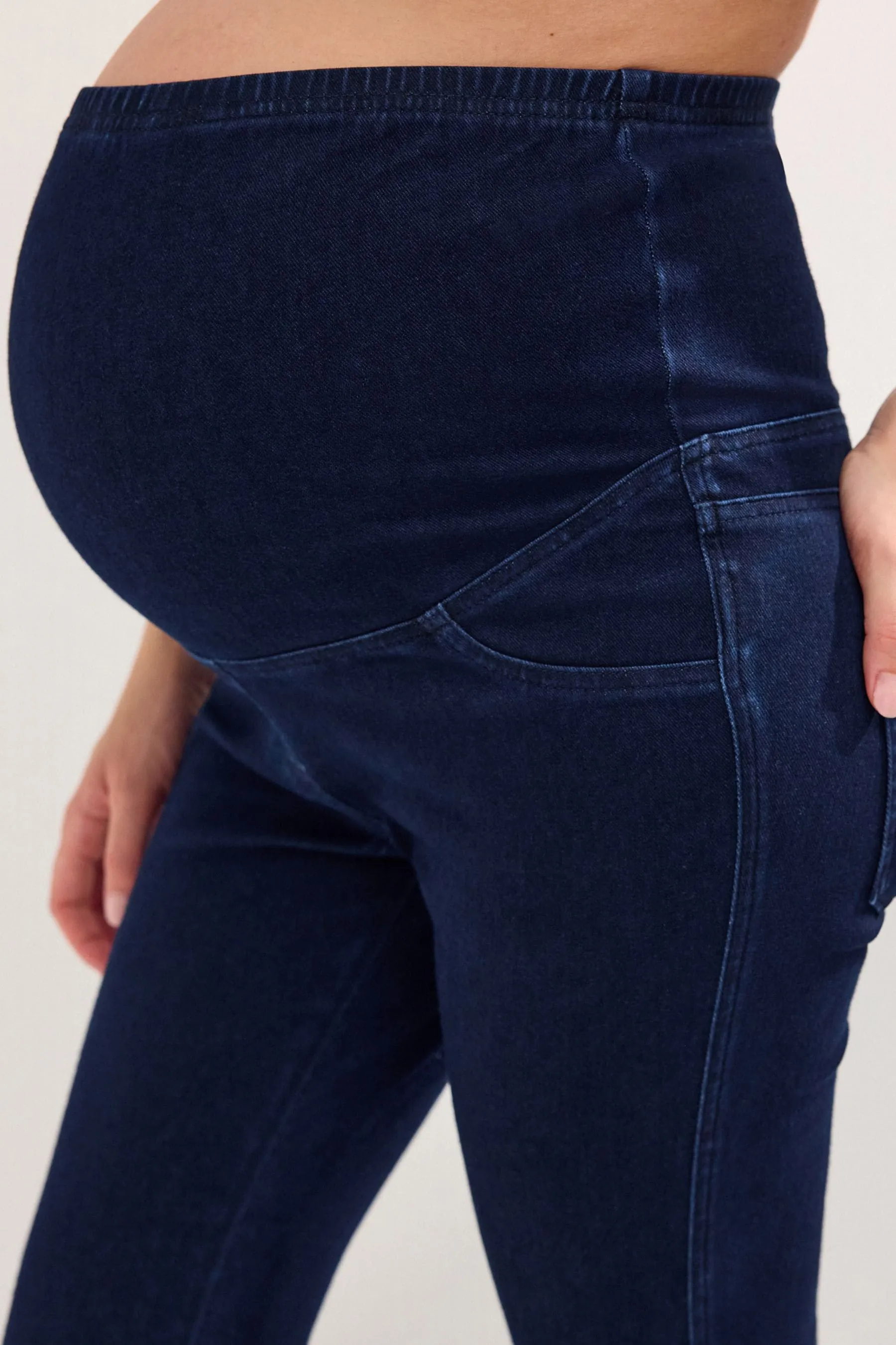 Dark Blue Maternity Denim Look Leggings