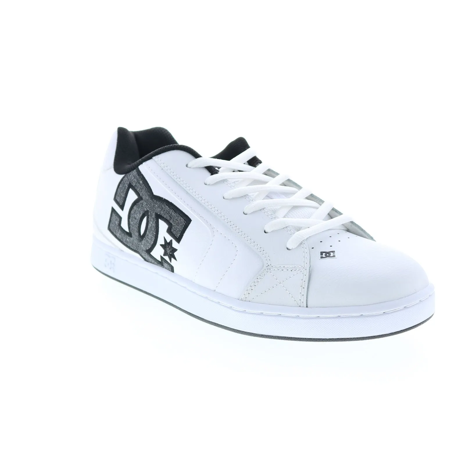 DC Net 302361-WNW Mens White Leather Lace Up Skate Inspired Sneakers Shoes