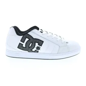 DC Net 302361-WNW Mens White Leather Lace Up Skate Inspired Sneakers Shoes