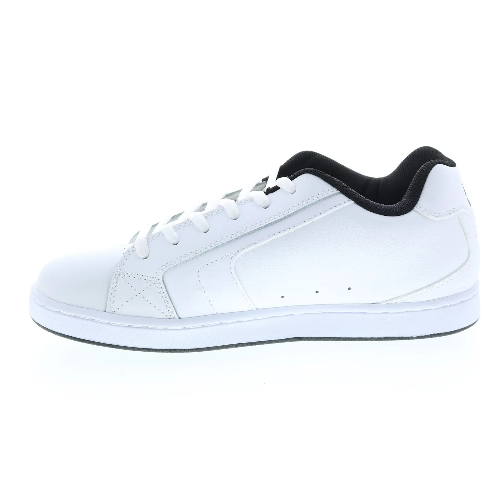 DC Net 302361-WNW Mens White Leather Lace Up Skate Inspired Sneakers Shoes