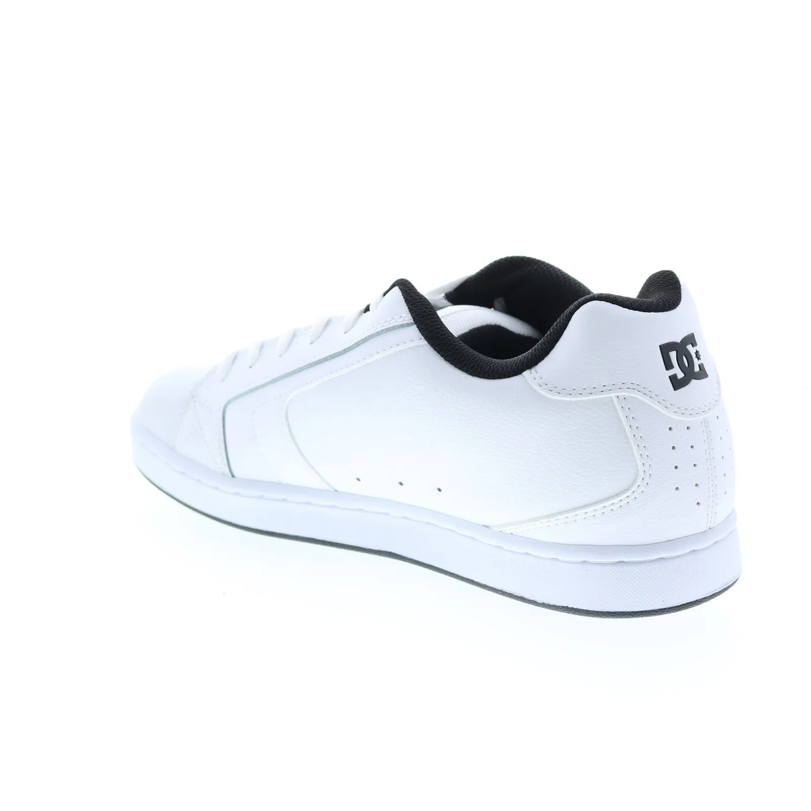 DC Net 302361-WNW Mens White Leather Lace Up Skate Inspired Sneakers Shoes