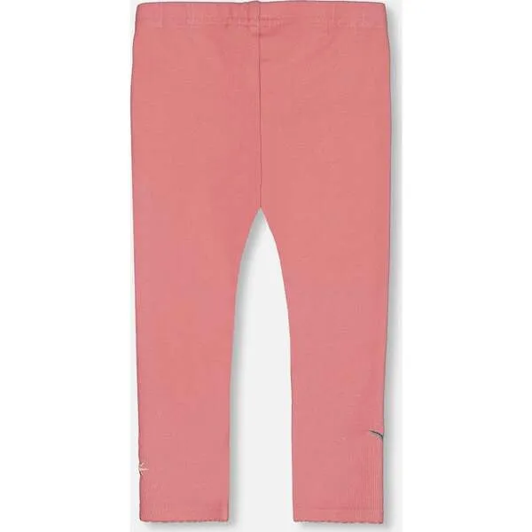 Deux par Deux Super Soft Embroidered Brushed Rib Leggings, Light Pink