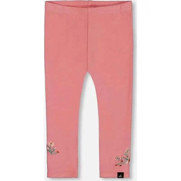 Deux par Deux Super Soft Embroidered Brushed Rib Leggings, Light Pink