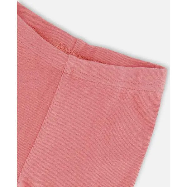 Deux par Deux Super Soft Embroidered Brushed Rib Leggings, Light Pink