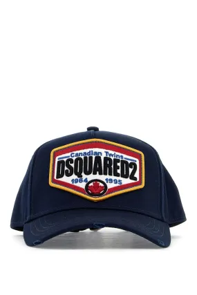 Dsquared2 Cotton Gabardine Baseball Cap With   Blue