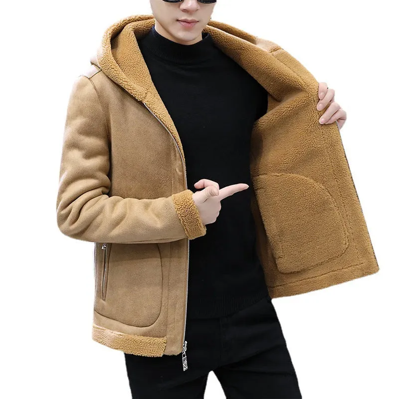 Fur One-piece Hooded Coat Fleece Jacket