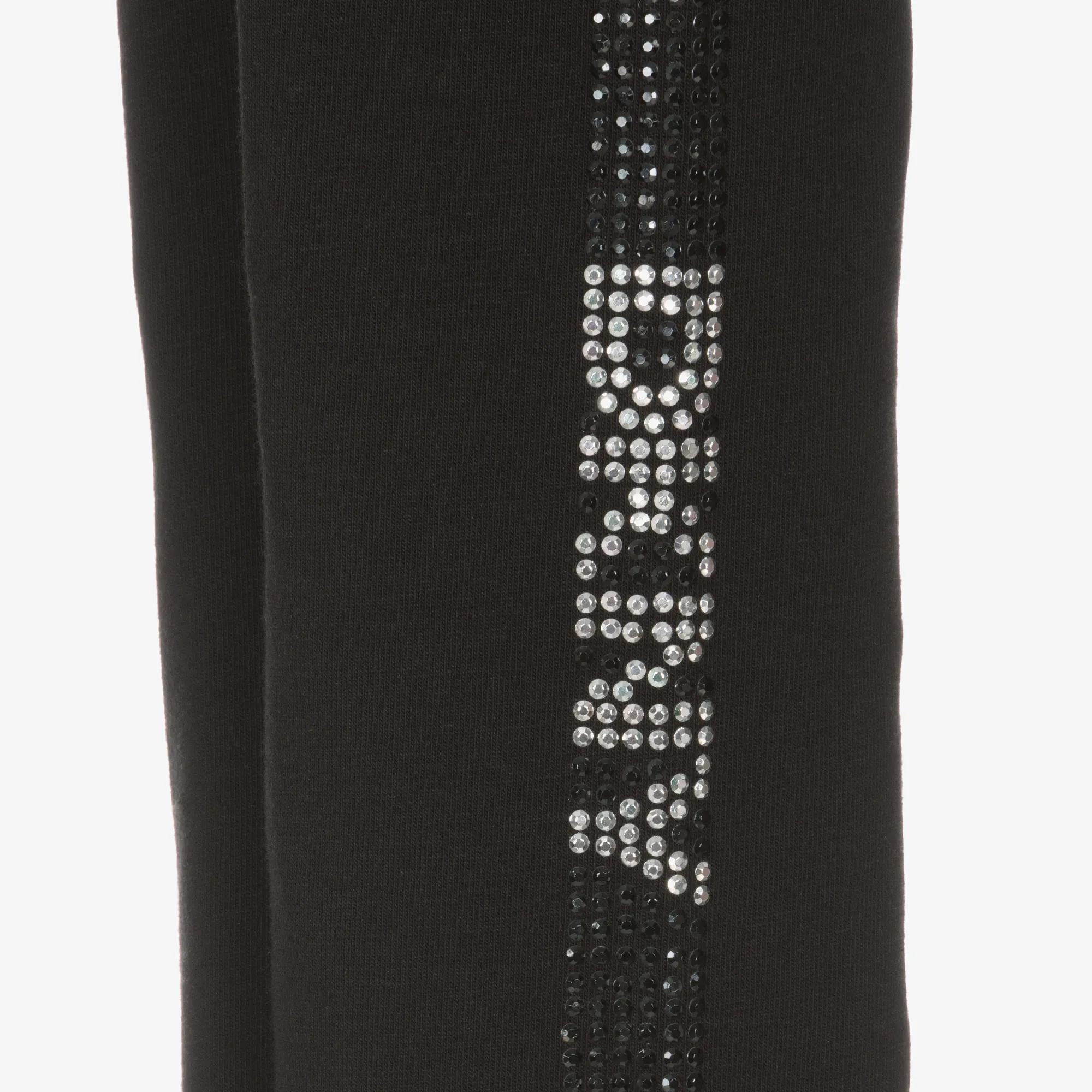 Girls Black Cotton Rhinestone Leggings