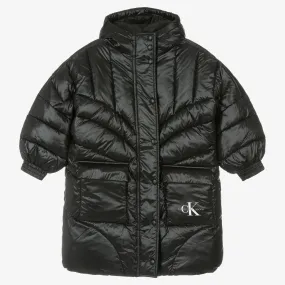 Girls Black Oversized Puffer Coat