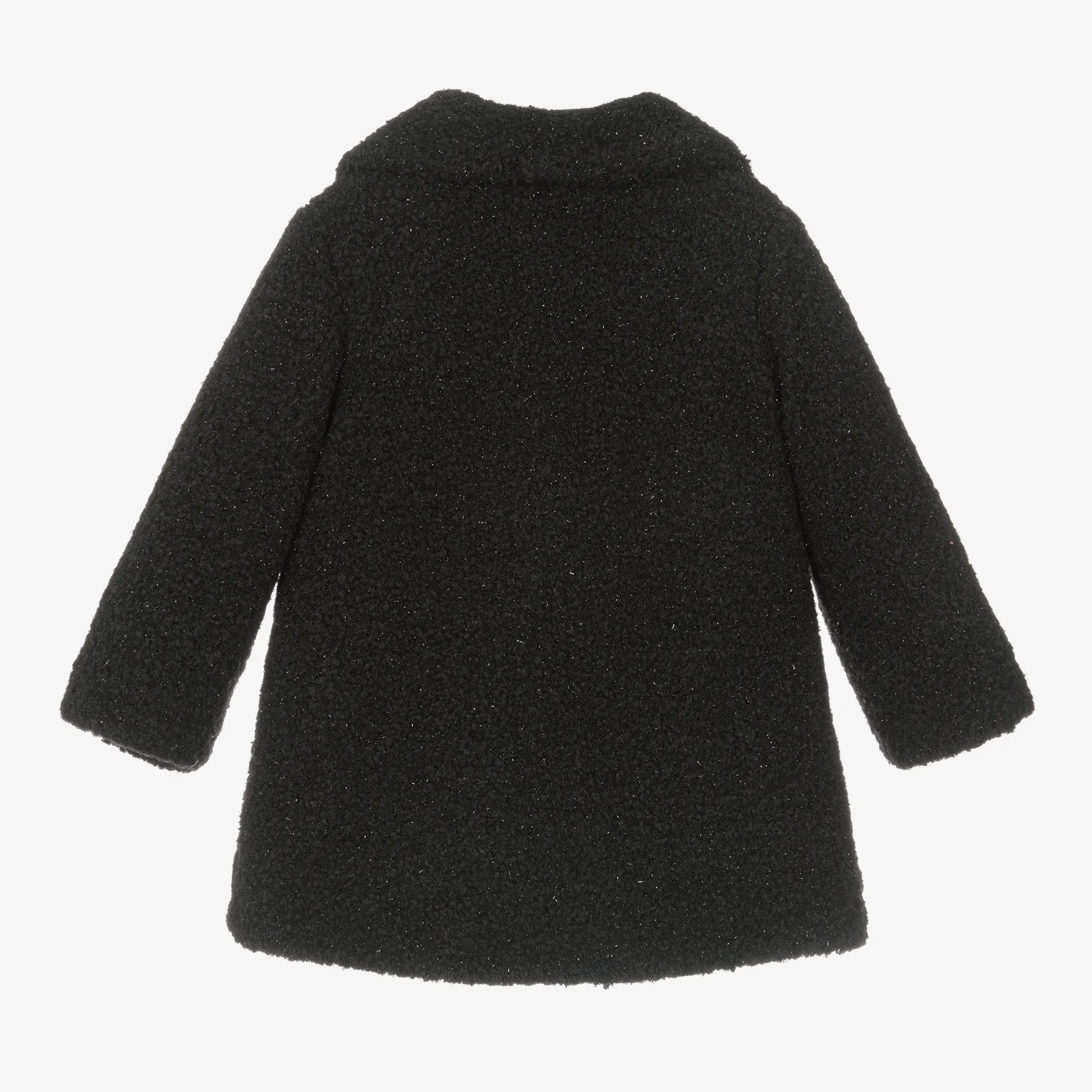 Girls Black Sparkly Bouclé Coat