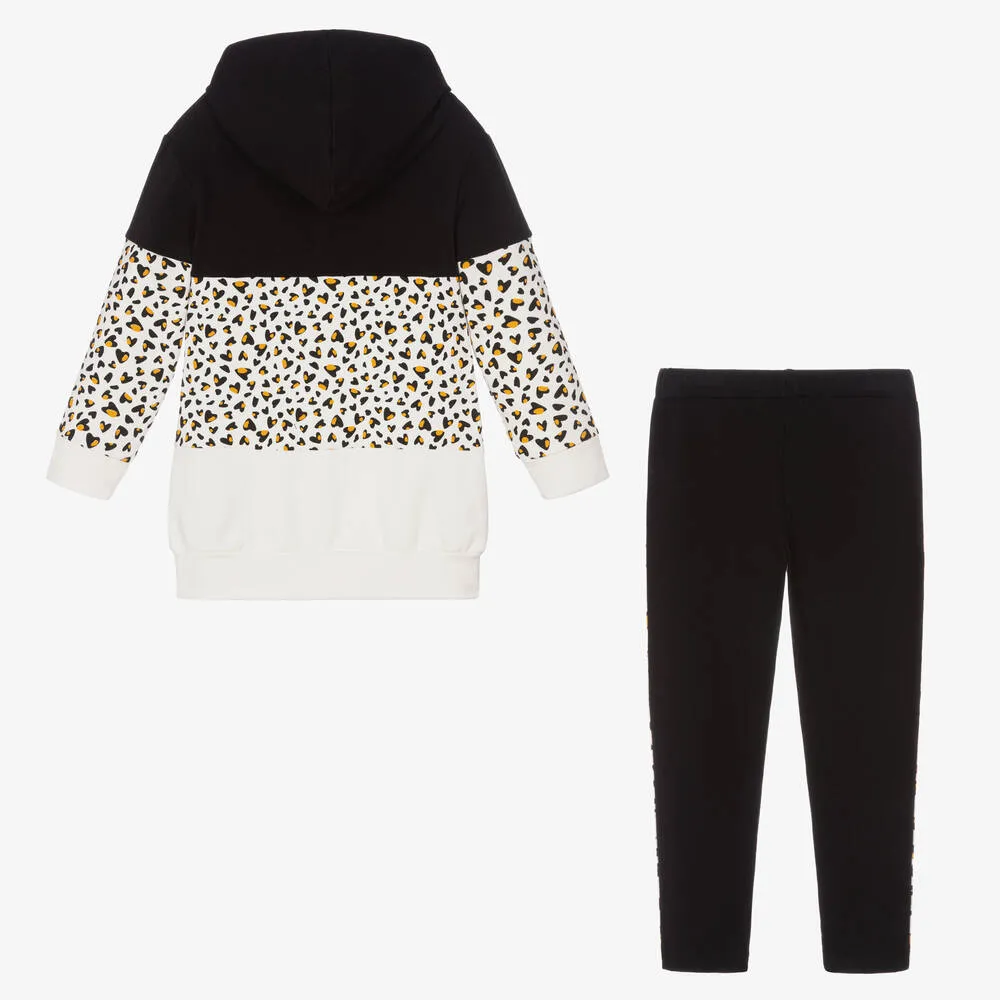 Girls Ivory & Black Leggings Set