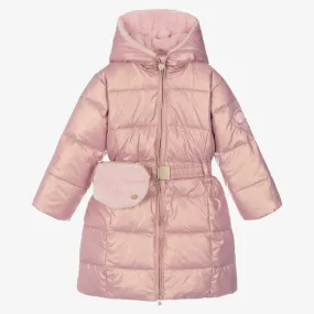 Girls Pink Iridescent Puffer Coat