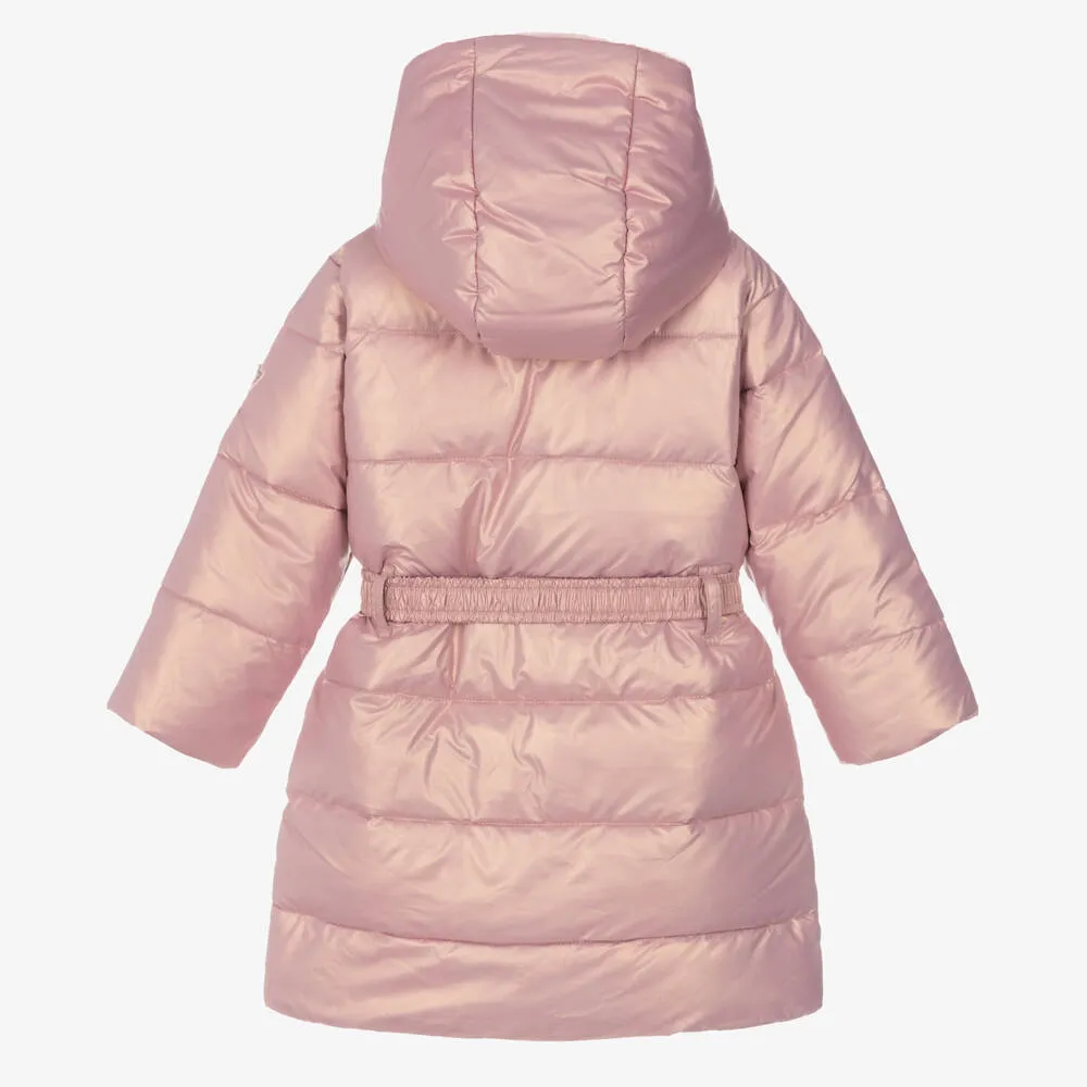 Girls Pink Iridescent Puffer Coat