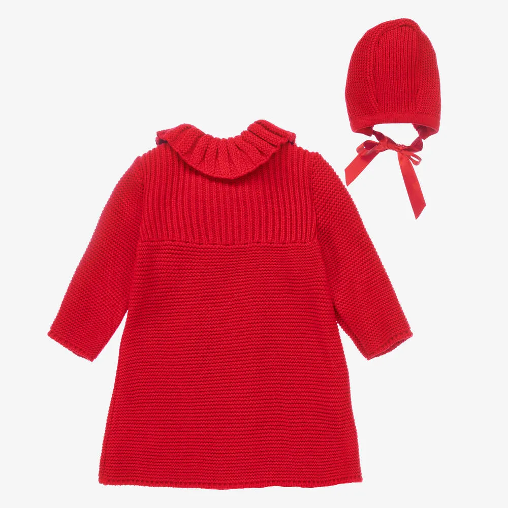 Girls Red Knitted Coat Set