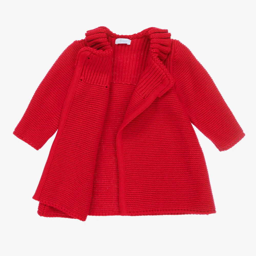 Girls Red Knitted Coat Set