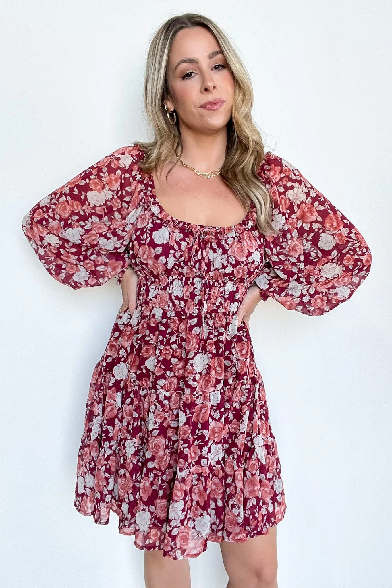 Grettina Floral Square Neck Dress - FINAL SALE