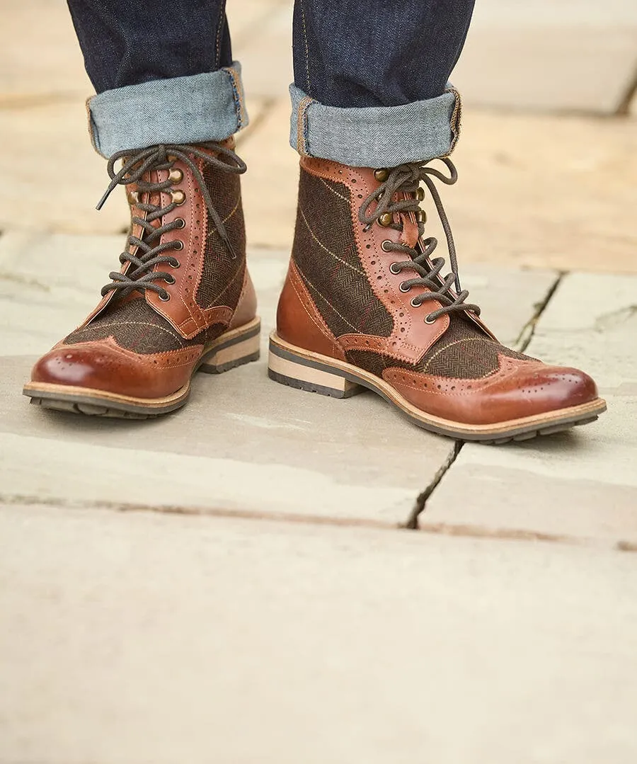 Harlington Tweed And Leather Boots