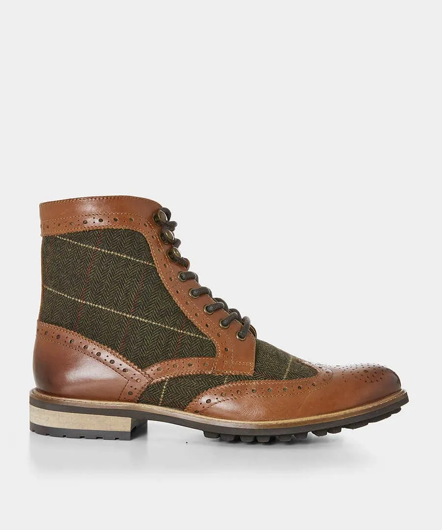 Harlington Tweed And Leather Boots