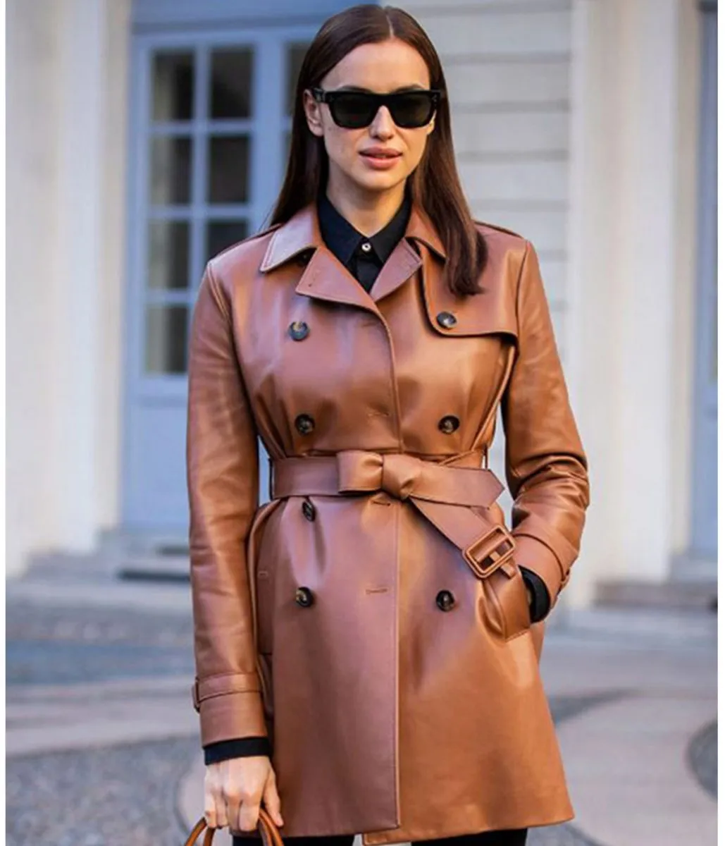 Irina Shayk Street Double Breasted Brown Coat