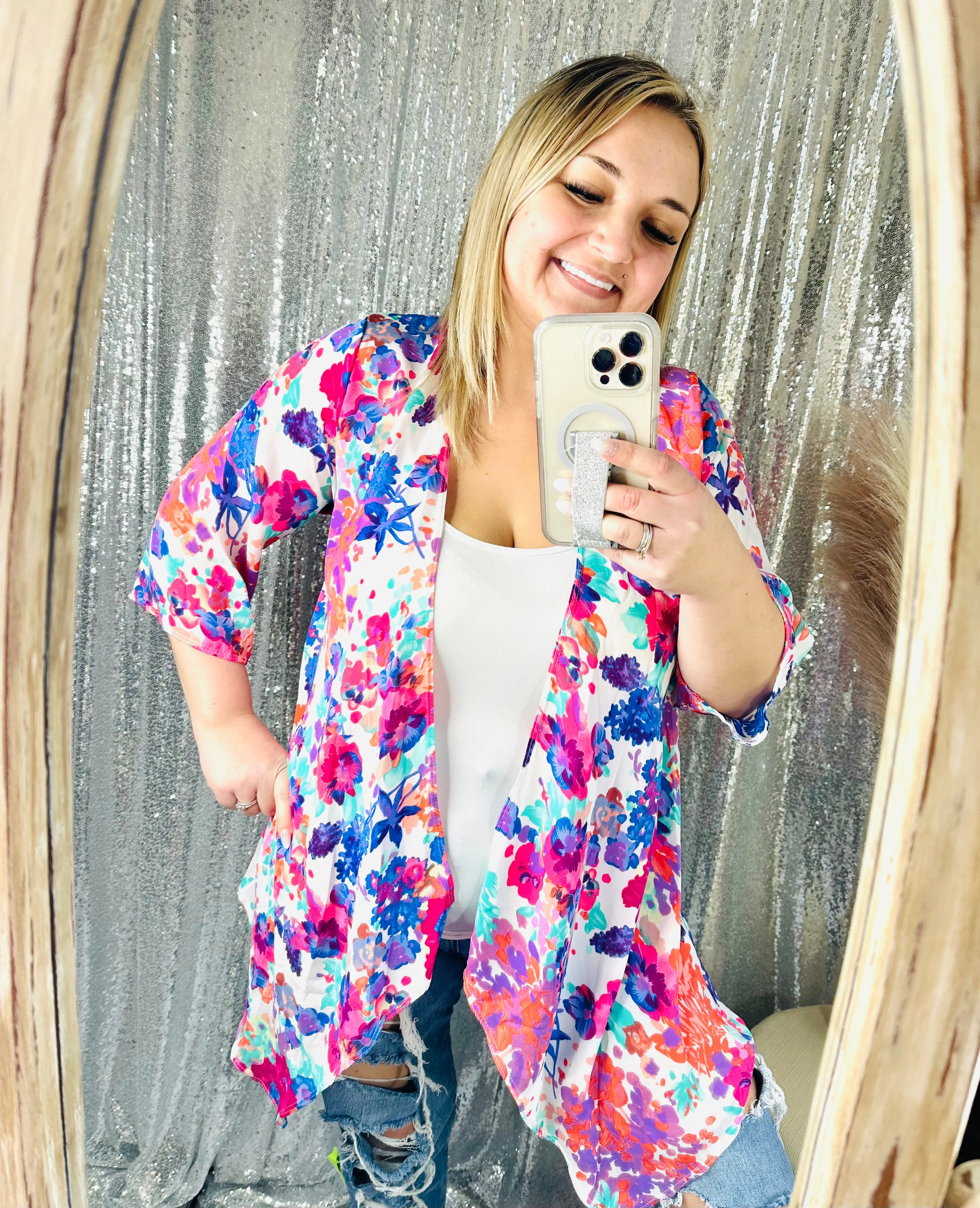 Ivory Floral Kimono