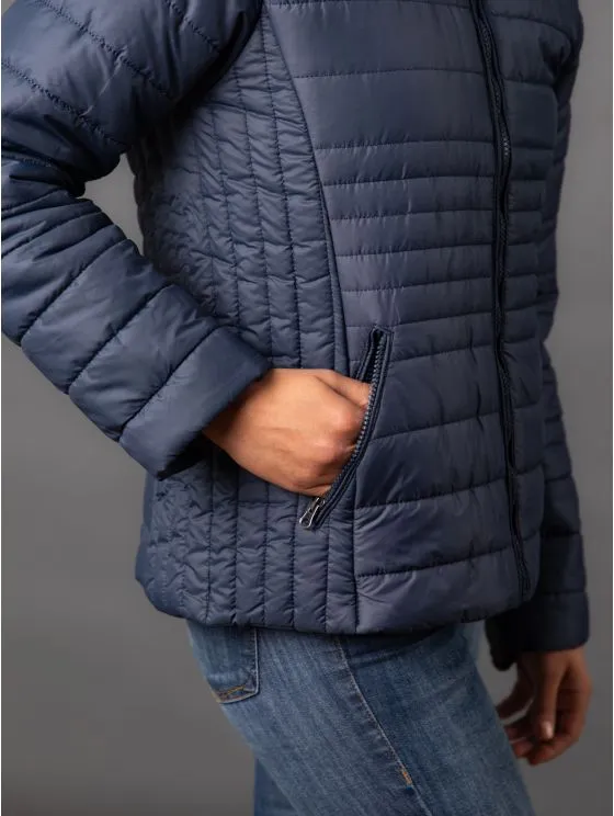 Jolie Quilted Coat in Navy