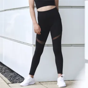 KM673 Girls black panelled leggings