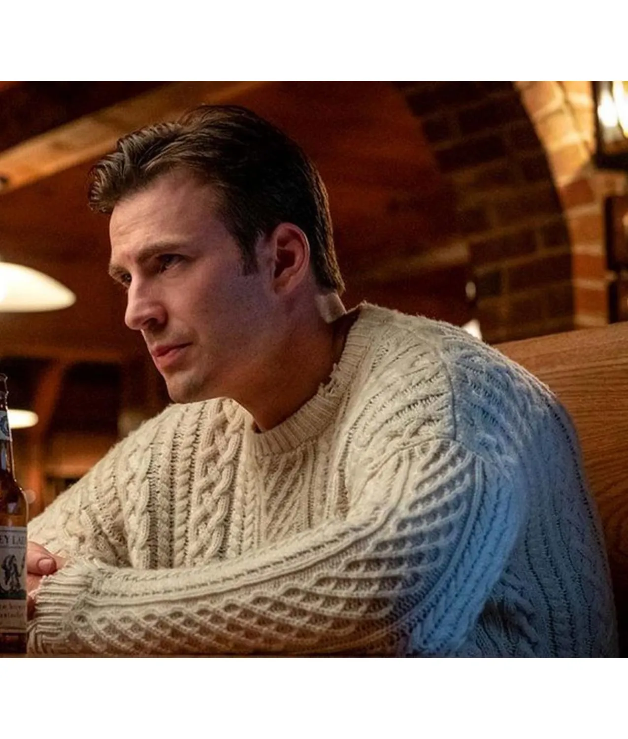 Knives Out Chris Evans Sweater | Chris Evans Classic Cable Knit Sweater