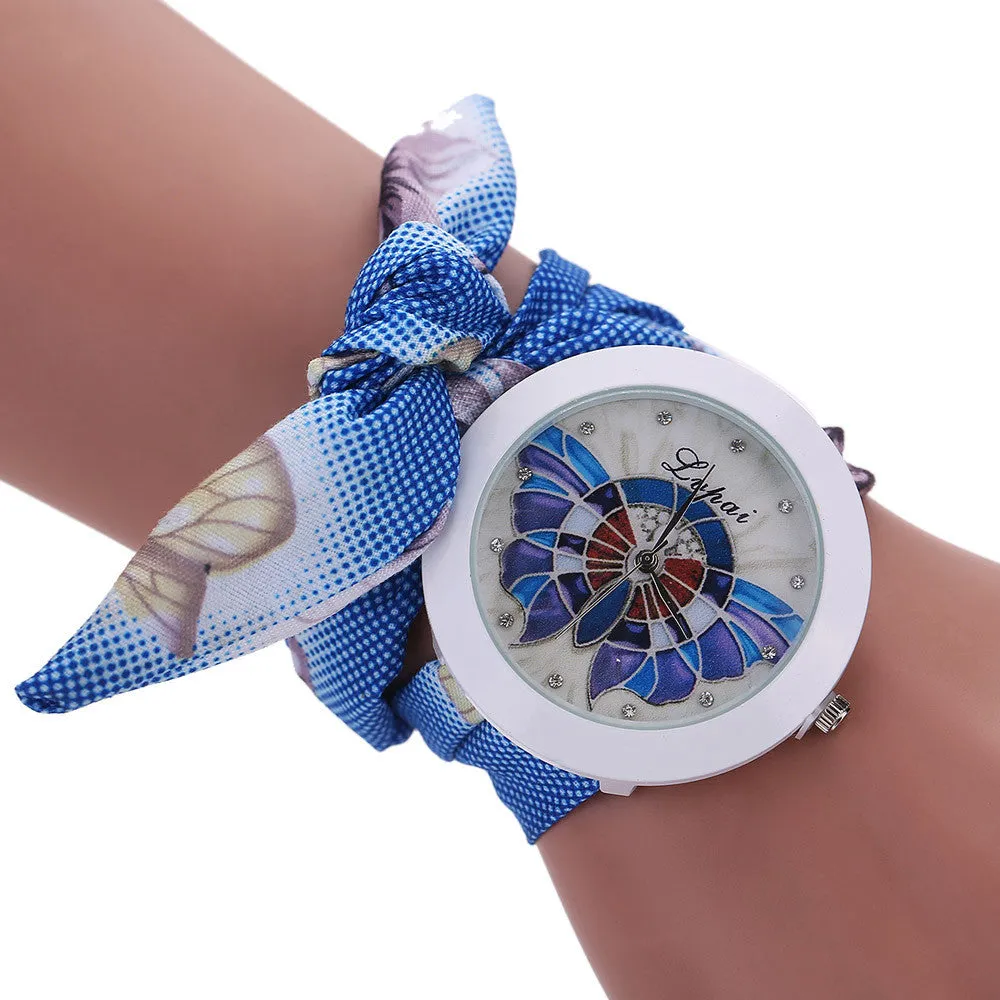 Leisure Womens Quartz Watch Rhinestone Crystal Bracelet Clock Scarves Watch Relogio Feminino