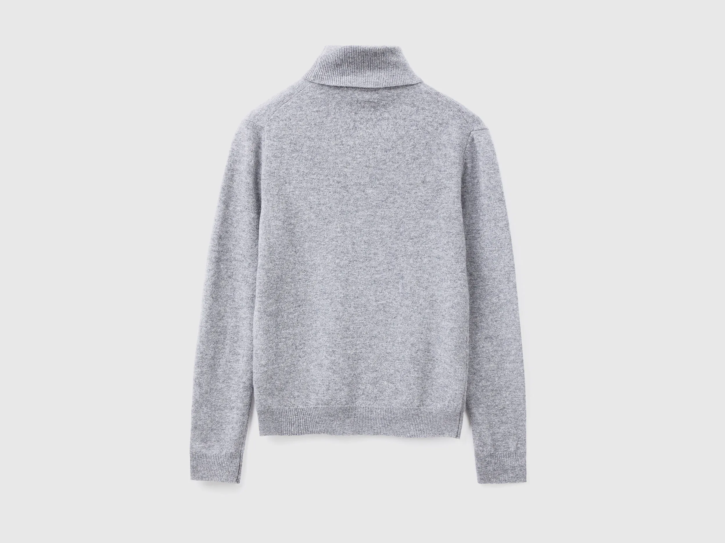 Light gray turtleneck in pure Merino wool - Light Gray | Benetton