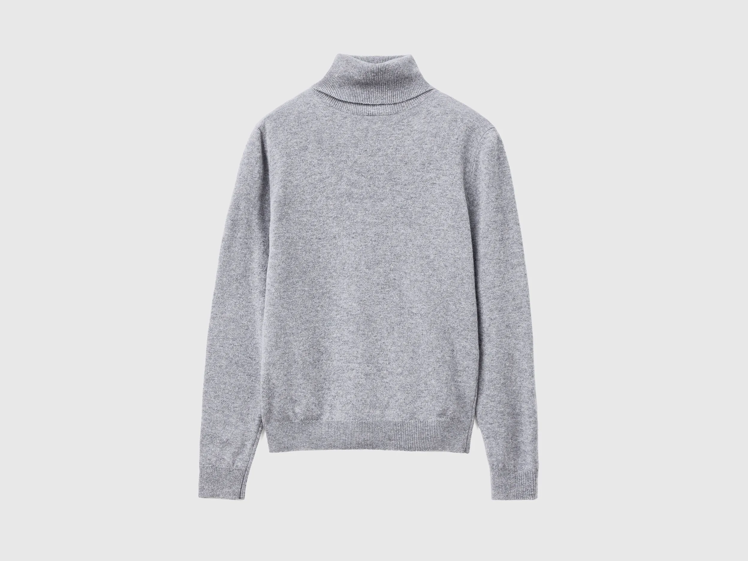 Light gray turtleneck in pure Merino wool - Light Gray | Benetton