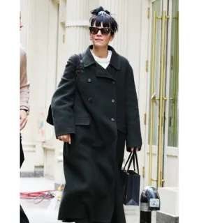 Lily Allen Black Wool Trench Coat 2022