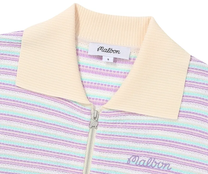 Malbon Golf  |Stripes Short Sleeves Cardigans