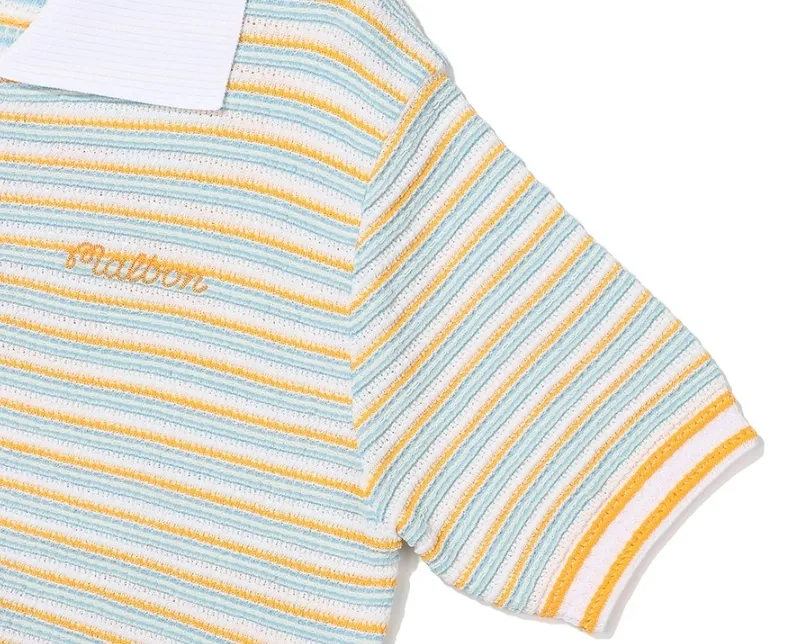 Malbon Golf  |Stripes Short Sleeves Cardigans